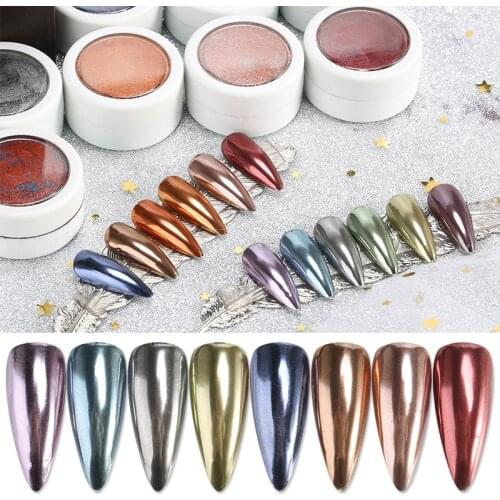 Dazzling Mirror Powder Glitter Metallic Color Nail Glitter Chrome Rose Gold Silver Holographics Pigment Dust Nail Art Decoration