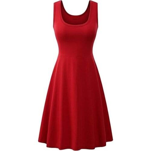 Dresses For Women Sleeveless Strap O-neck Solid Color Evening Party Sweet A Line Sundress