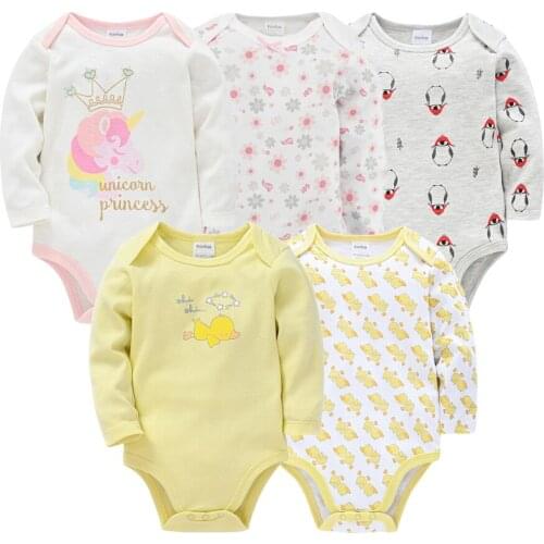 KAVKAS Casual Unisex Baby Bodysuit 100% Cotton Long Sleeve Cartoon Print Body bebe Costume Infant Girls Jumpsuit