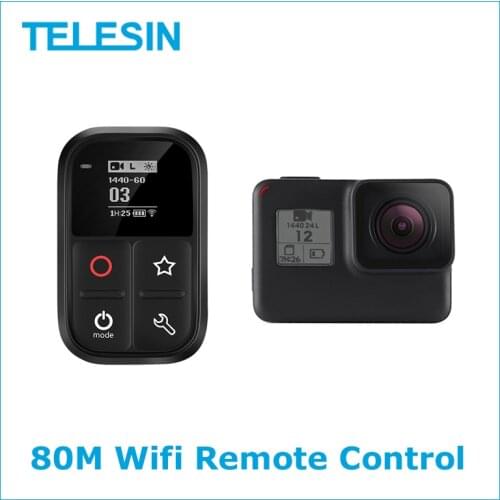 TELESIN 80M Wifi Remote Control Self-luminous OLED Screen With Set and Shortcut Key For GoPro Hero 8 7 6 5 4 Session