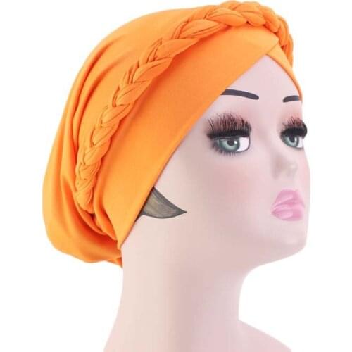 Popular Muslim Women Cross Milk Silk Braid Turban Hat Cancer Chemo Beanies Caps Headwear Head Wrap Hair Loss Accessories