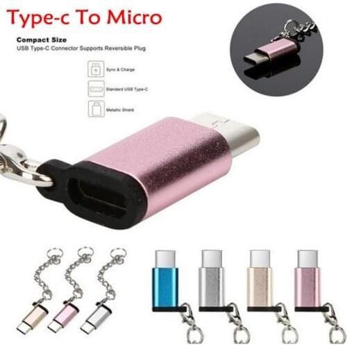 USB-C To Micro USB Micro Adapter Aluminum Alloy Anti-lost Keychain Convert Connector Mobile Phone Accessories Mini For Huawei
