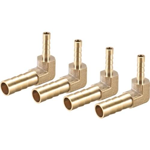 Uxcell 4pcs 8mm To 4mm Barb Brass Hose Fitting 90 Degree Elbow Pipe Connector Coupler Tubing Adapter for air, water, fuel