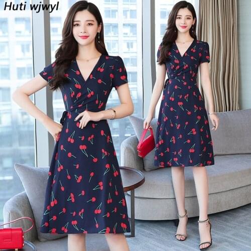 2021 Vintage Plus Size Boho Sweet Elegant Dresses Summer New Print Chiffon Beach Midi Sexy Sundress Bodycon Women Party Vestidos