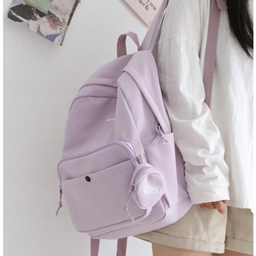 New Waterproof Nylon Women Backpack Large Capacity Solid Color Travel Bag College Schoolbag for Teenage Girls Laptop Backpacks