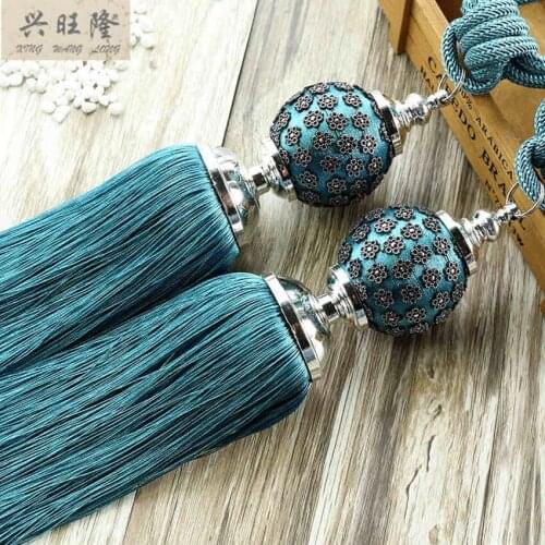XWL 1 Pair Curtain Hanging Belts Plum Flower Ball Window Curtain Accessories Strap Tassel Tieback Buckle Bandage Bind Home Decor