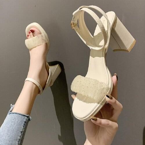 YSHUNIJ 2021 Summer New Womens Shoes Ribbon, Bow Womens Sandals, Leather Sandals&HH117