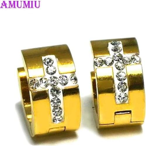AMUMIU Stainless Steel Stud Earrings For Women Men Minimalist Jewelry Luxury Jewellery Gold Color Earrings E040