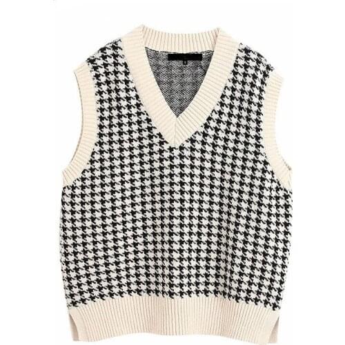 Women Vest Sweater 2021 Fashion Knitted Sweater Loose Vintage Female Waistcoat Chic Oversize Sweater Tops Women Clothes Outfit