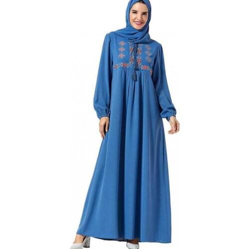Middle East Abaya Dress For Women Comfortable Large Size Womens Embroidered Bowknot Large Muslim Long Skirt With Headscarf
