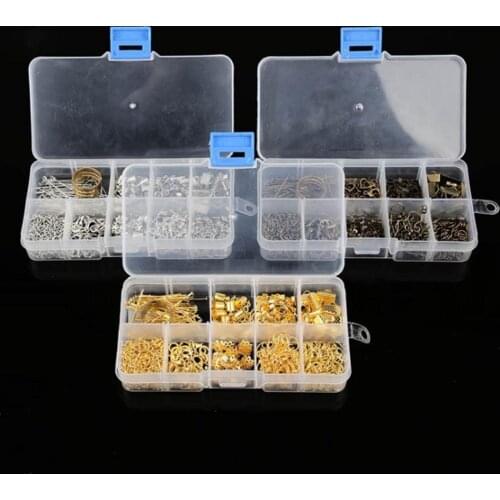 1 Box DIY Jewelry Tools Set Open Jump Rings Lobster Clasps End Caps Earring Hooks Beads Kit DIY Sewing Hand Making Supplies