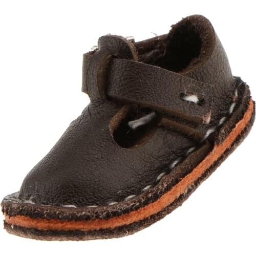 12 inch Dolls Shoes Flat Ankle Belt Shoes For 12'' Neo Blythe Pullip Doll -Dark Brown