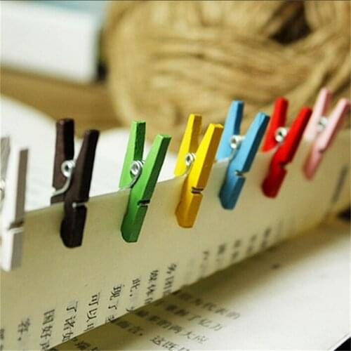 50pcs 2.5CM Random Colored Spring Wood Clips Clothespin Craft Clips Party Decoration Clothes Photo Paper Peg Pin