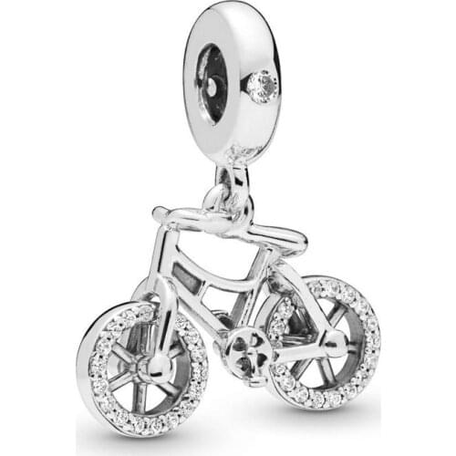 Free Shipping Authentic 925 Sterling Silver Bicycle Dangle Charm Fit Original Pandora Bracelet For Women DIY Jewelry