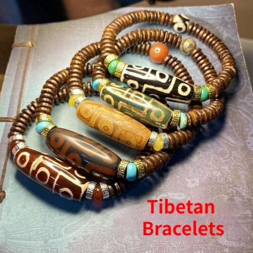 Tibetan Nine Eye Tianzhu Hand String Raw Stone Grinding Tianzhu Coconut Shell Bracelet Men and Womens Eye Buddha Pearl Bracelet