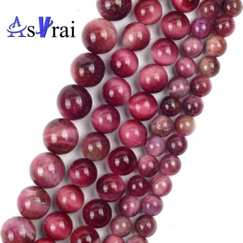 6 8 10mm Natural Stone Beads Rose Red Tiger Eye Stone Round Loose Spacer Beads For Jewelry Making DIY Bracelet Necklace 15inch