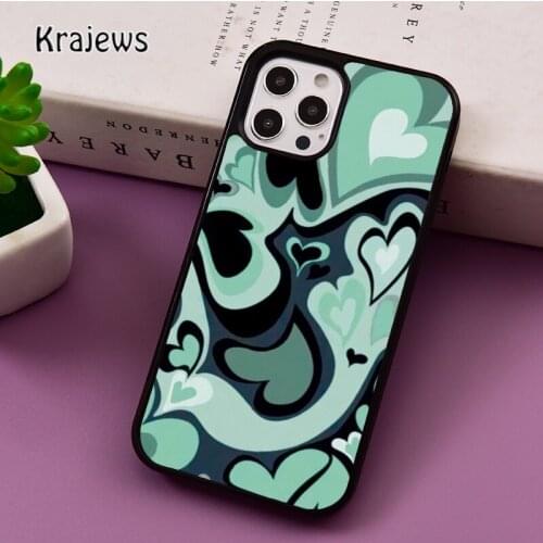 Sage green trippy hearts phone Case For iPhone 5 SE 2020 6S 7 8 Plus 12 mini 11 Pro X XR XS Max Samsung S8 S9 S10 coque Cover