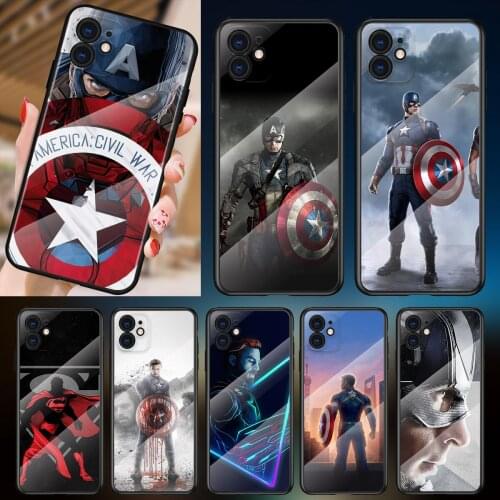 Tempered Glass Cover Marvel Capatian Hot Style For Apple iPhone 12 11 8 7 6 6S XS XR SE X 2020 Pro Max Mini Plus Phone Case
