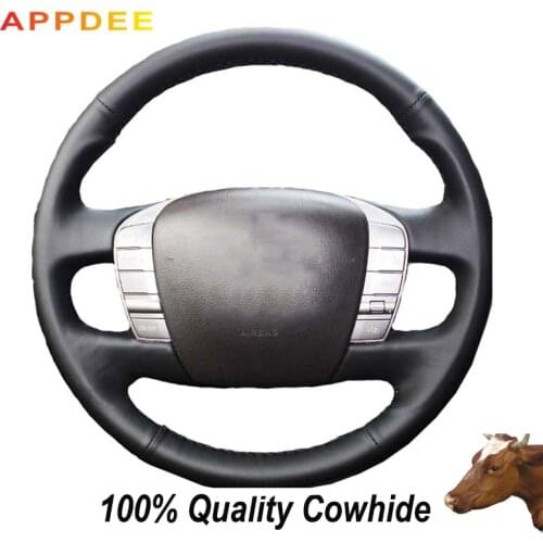 Black Genuine Leather Steering Wheel Cover for volkswagen vw phaeton 2004 2005 2006 07 08 09 10 2011 2012 2013 2014 2015
