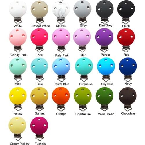 Chenkai 10PCS Round Bear Cat Star Silicone Teether Clips DIY Baby Pacifier Dummy Chain Holder Soother Nursing Jewelry Toy Clips