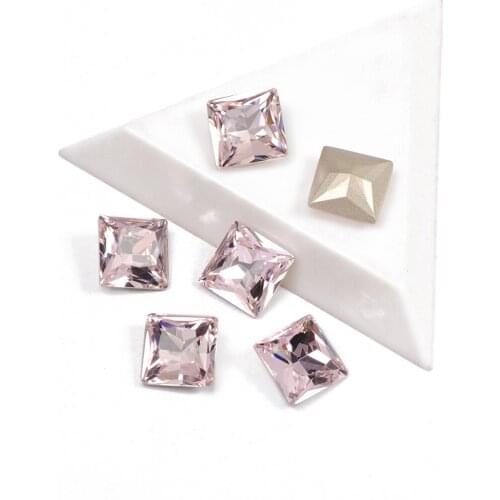 CTPA3bl 4447 Super Glitter Lt. Rose Color Rhinestones Popular Princess Square Shape Glass Crystal For Charms 3D Nails Art Gems