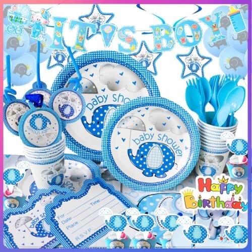 Girl Boy Baby Shower Decor Baby 1st One Birthday Party Decor Elephant Boy Babyshower Supplies Gender Secret Its A Boy Decor
