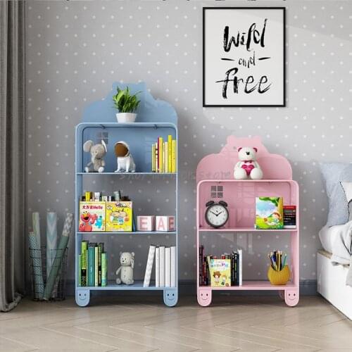Childrens Bookshelf Wrought Iron Baby Book Shelf Floor Simple Toy Storage Cabinet Home Newspaper Rack