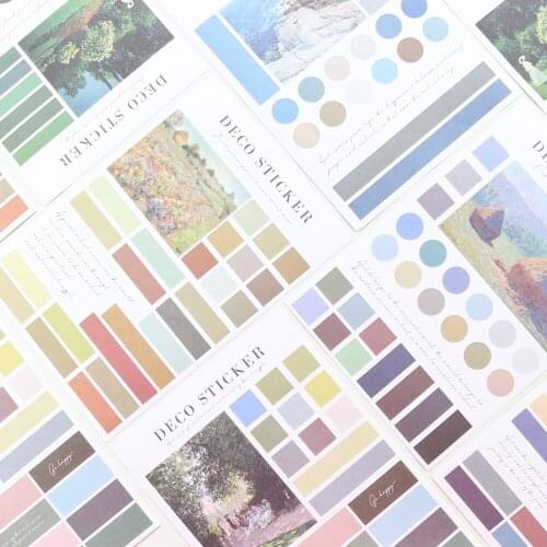 Domikee Creative famous painting series decorative DIY sticker diary planner journal planner DIY label sticker stationery 2sheet