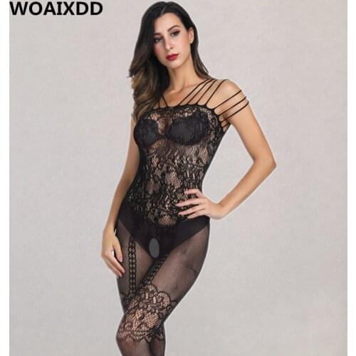 Erotic Open Crotch Full Body Stockings Sexy Flower Printed Lace Pantyhose Crotch Adult Female Intimates Underwear Porn Lingerie