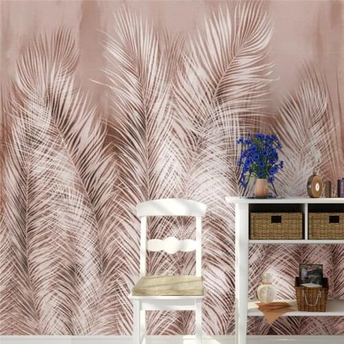 Custom Mural Wallpaper Abstract Color Palm Leaf Background Wall Painting