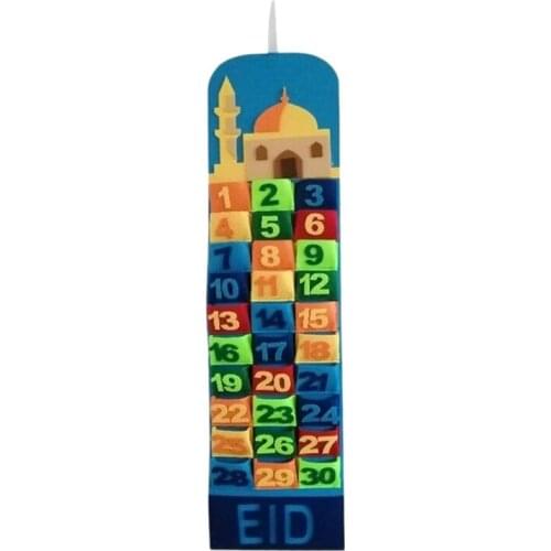 Ramadan Mubarak Countdown Calendar Eid Mubarak Wall 30Days Calendar with Pockets for Festival Party Decoration
