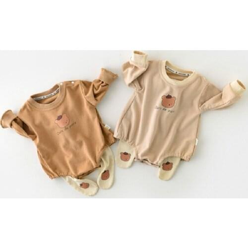 Autumn New Born Baby Romper Clothes Bear Pattern Infant Girls Boys Jumpsuit Long Sleeve Outfits Toddler Newborn Playsuit Cotton