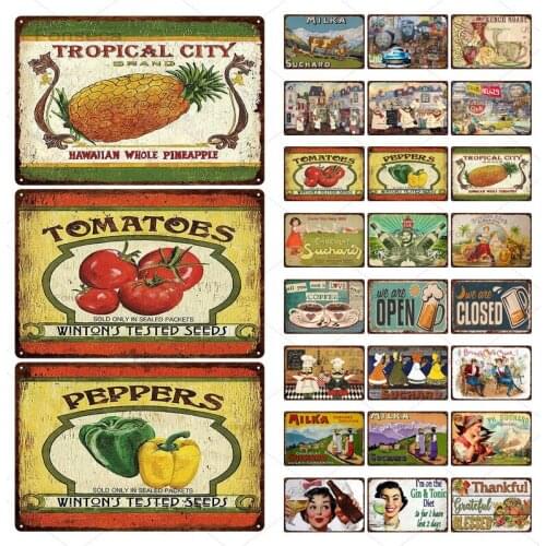 Coffee Tea Metal Sign Plaque Metal Vintage Fast Food Welcome Tin Sign Wall Decor for Kitchen Cafe Bar beer Iron Plates 20x30cm