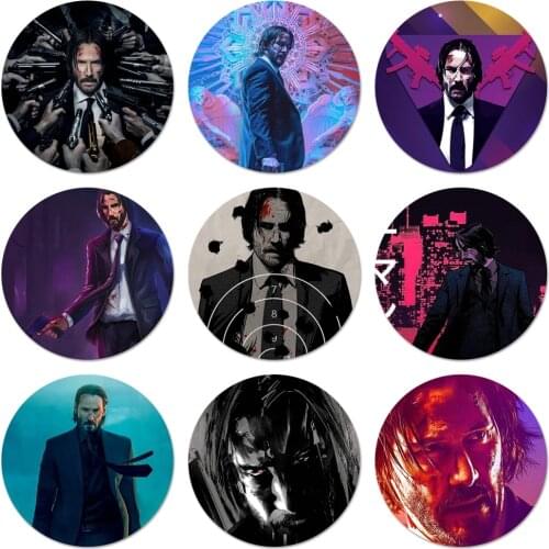 Keanu Reeves John Wick Icons Pins Badge Decoration Brooches Metal Badges For Backpack Decoration 58mm