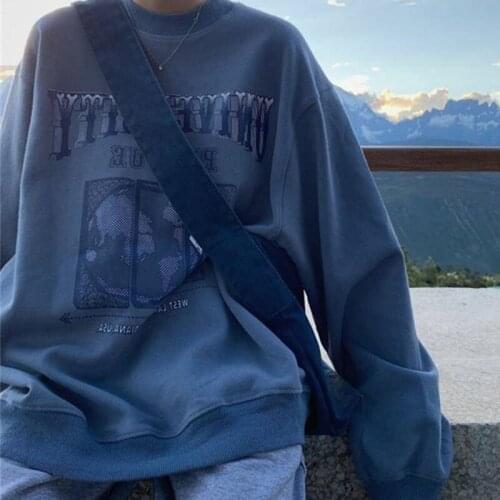 Cool Oversized Hoodies Women Printed Chic Harajuku womens tops clothes Streetwear Loose Casual Pullover O-Neck Korean style