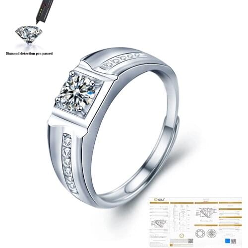 Moissanite Ring 925 Sterling Silver Mens Wedding Anniversary Party 0.5 Carat CT VVS1 Color High Quality Ring