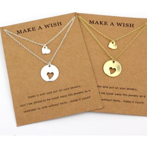 A SET-Heart Love Chain Necklaces Mother and Daughter Set Moon Star Couple Mom Pendant Necklace Sister Best Friends Jewelry Gift