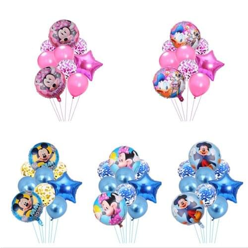 1 set Disney theme Mickey Minnie Series Aluminum balloon Sequined balloon Boy and girl Birthday party decoration Balloon set