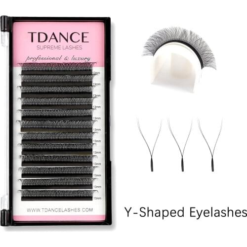 TDANCE YY Shape Two Tip Lashes Hand Woven Premium Individual Soft Mink Eyelash Extension Mesh Net Cross