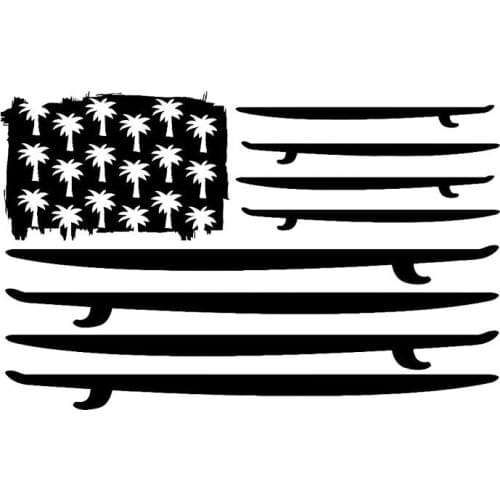 Car Sticker Surfboard Logo Palm Ocean Surfing PVC Car Decoration Accessories Decals Creative Waterproof Black/white,17cm*11cm