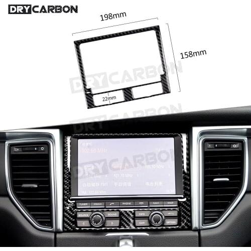 For Porsche Macan 2015-2018 Carbon Fiber Car Control Dashboard Navigation GPS Button Panel Frame Sticker Accessories