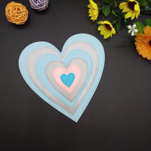 13.6*13.7 cm 6pcs love heart new Metal Cutting Dies New Stencils for DIY Scrapbooking Paper Cards Craft Making Craft Decoration