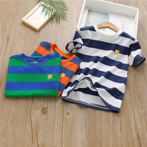 4-9 Years Kids Boys T-shirt Clothes Summer Tops Boys Fashion Short-Sleeve Striped Children T-shirt Cotton For Boys Clothes