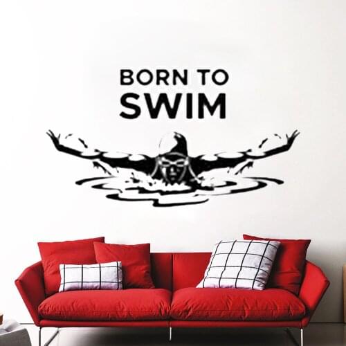 Birth To Swim Inspirational Decals Michael Phelps Vinyl Wall Mural Art Wall Stickers Vinyl Removable FM-99