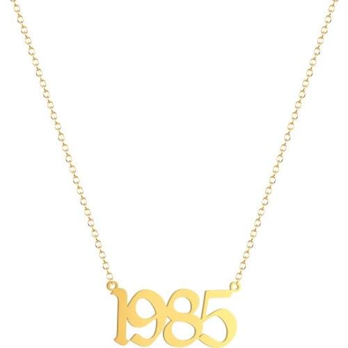 New couple year new font necklace stainless steel jewelry men and women clavicle chain wedding anniversary birthday digital item