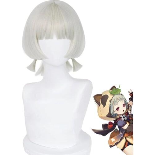Genshin Impact Sayu Cosplay Wig Short Grey Blond Heat Resistant Fake Hair Pelucas Halloween Anime Role Play Wigs