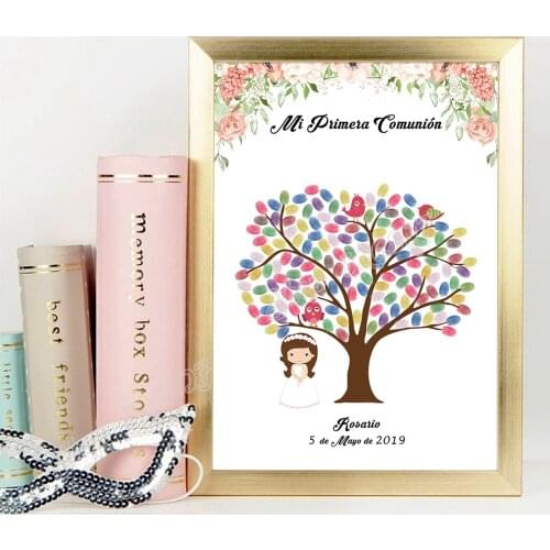 Personalized Mi Primera Comunion DIY Fingerprint Signature Guest Book Boys Girls First Communion Souvenir Ink Pad Included
