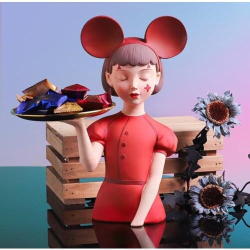 Nordic Circus Girl Storage Tray Resin Ornaments DiningTable Store Figurines Decoration Home Livingroom Desktop Sculpture Crafts