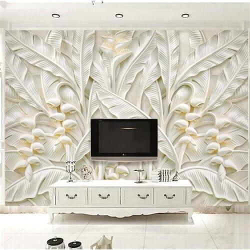 Beibehang Custom wallpaper 3d mural papier peint Beige European-style relief leaf TV backdrop wall papers home decor wallpaper