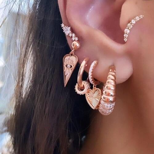 2021 Hot Fashion European Women Jewelry Rose Gold Colors Micro Pave Clear CZ Twist Band Gorgeous Classic Zirconia Dome Earring